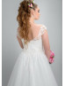 Beaded Lace Tulle Plus Size Ivory Wedding Dress